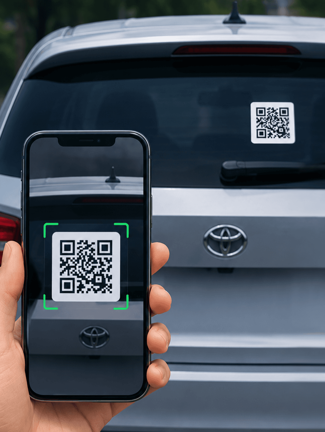 Scanning QR code on vehicle